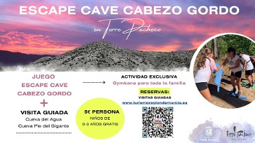 JUEGO ESCAPE CAVE CABEZO GORDO + VISITA GUIADA EL 9 FEBRERO 2025 