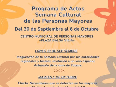 Programa de Actos Semana Cultural de las Personas Mayores