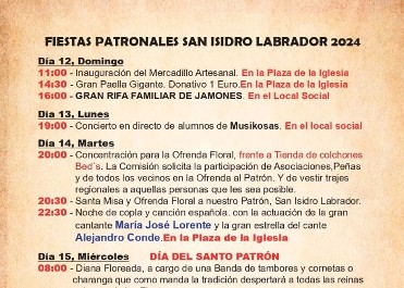 FIESTAS PATRONALES DE SAN ISIDRO LABRADOR