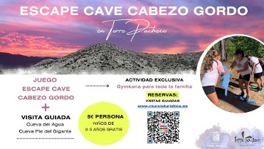 JUEGO ESCAPE CAVE CABEZO GORDO + VISITA GUIADA EL 22 OCTUBRE 2023 