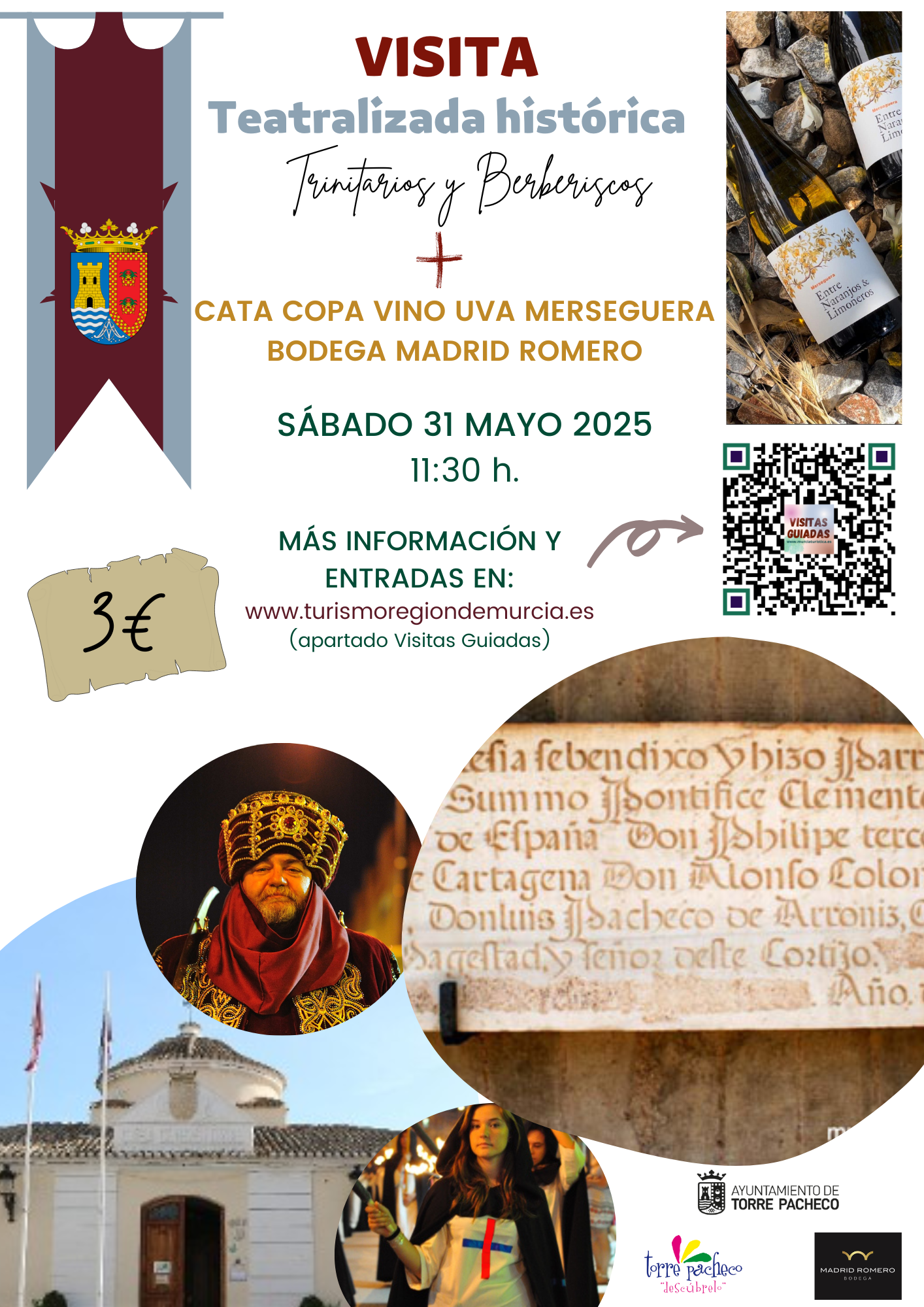 VISITA TEATRALIZADA HISTRICA TRINITARIOS Y BERBERISCOS + CATA VINO MERSEGUERA BODEGA MADRID ROMERO - SBADO 31 MAYO 2025 A LAS 11:30 H.